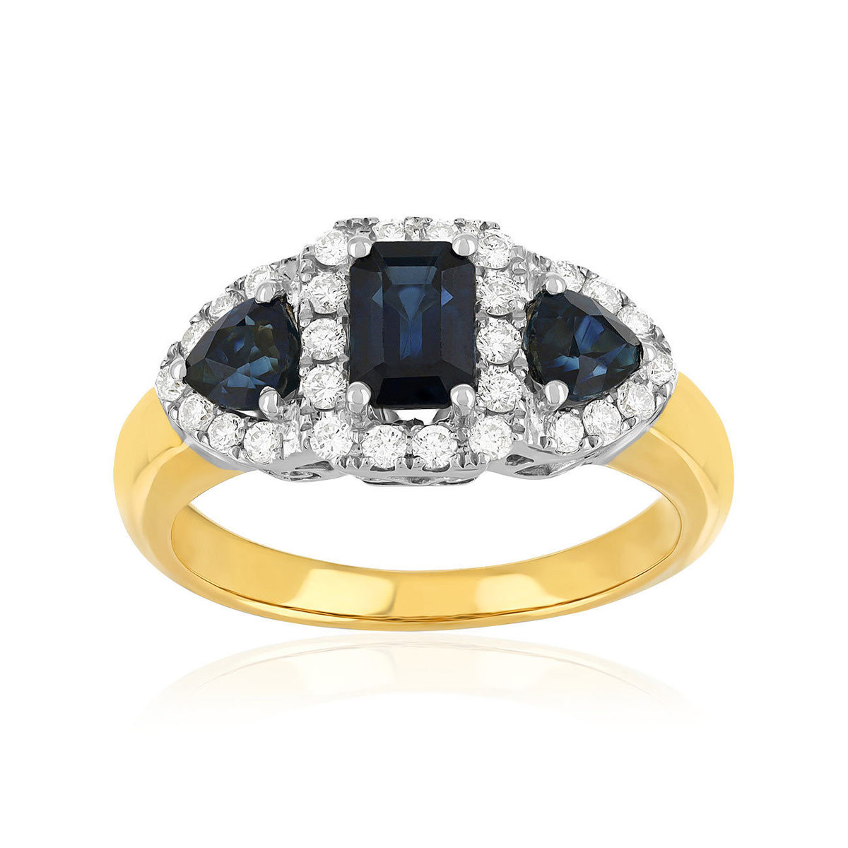 Bague 2 ors 750 saphirs et diamants