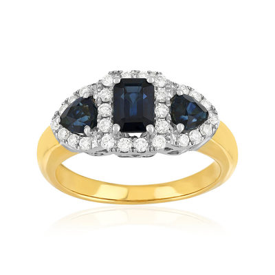Bague 2 ors 750 saphirs et diamants - vue 1
