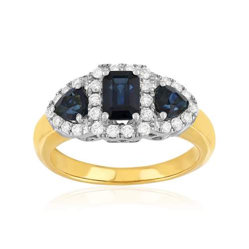 Bague 2 ors 750 saphirs et diamants