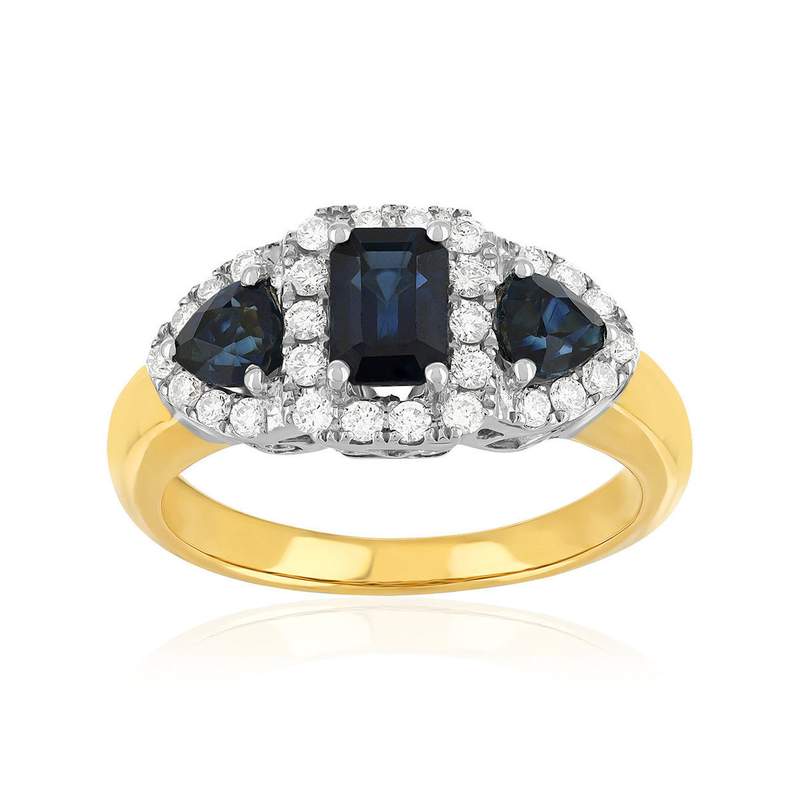 Bague 2 ors 750 saphirs et diamants - vue 1