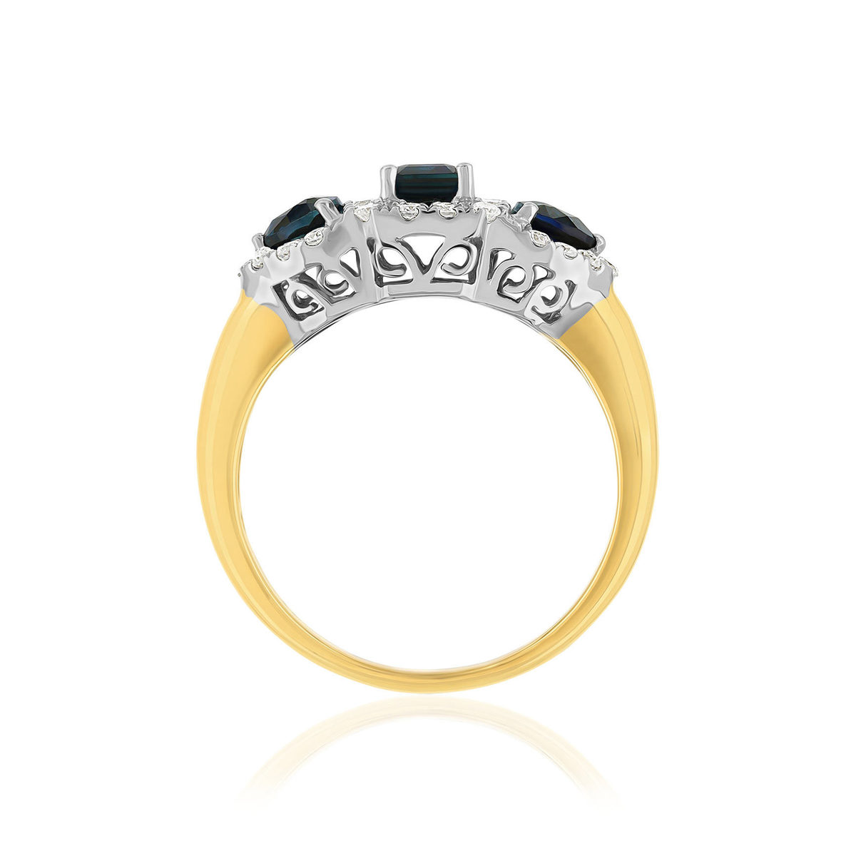 Bague 2 ors 750 saphirs et diamants - vue 2