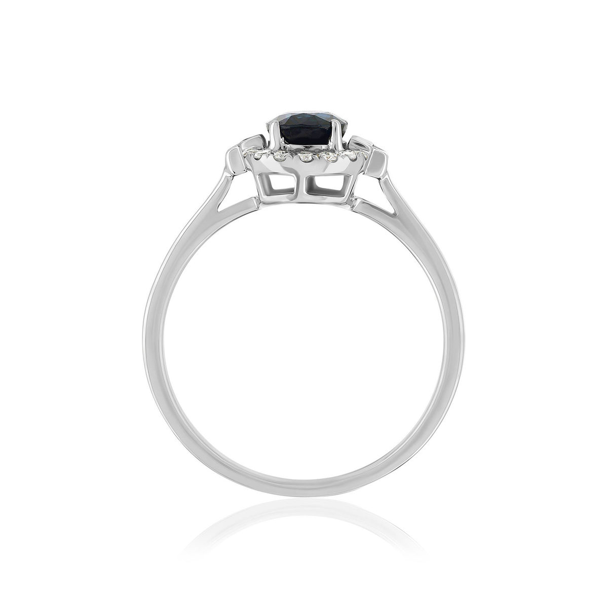 Bague or blanc 750 saphir diamants - vue 2