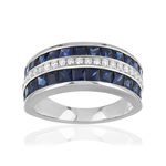 Bague or 750 blanc saphirs et diamants - vue 1