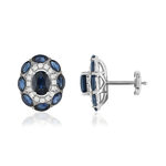 Boucles d'oreilles or 750 blanc saphirs et diamants - vue 1