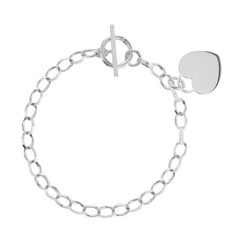 925 silver bracelet heart pendant 21 cm