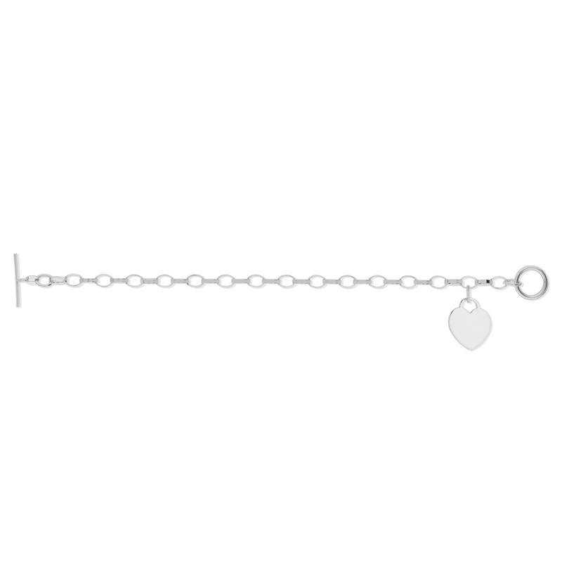 Bracelet argent 925 maille fantaisie pampille coeur 21 cm - vue 2
