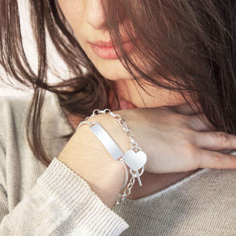 Bracelet argent 925 personnalisable réglable - vue porté 1