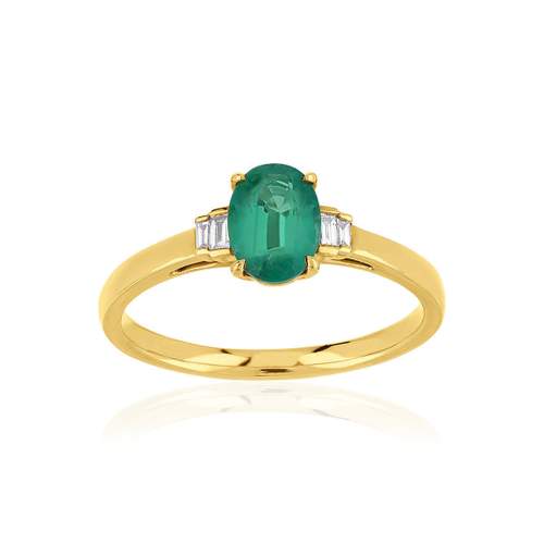 Bague or jaune 750 émeraude diamants
