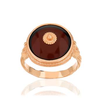 Bague argent 925 rosé ronde ambre