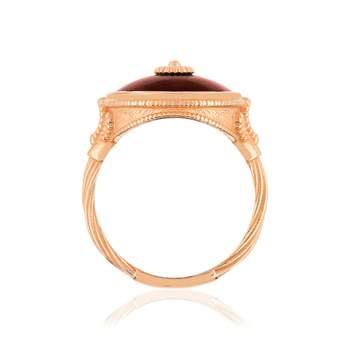 Bague argent 925 rosé ronde ambre