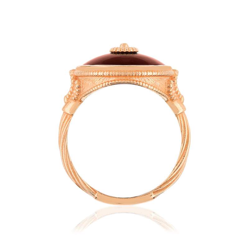 Bague argent 925 rosé ronde ambre - vue 2
