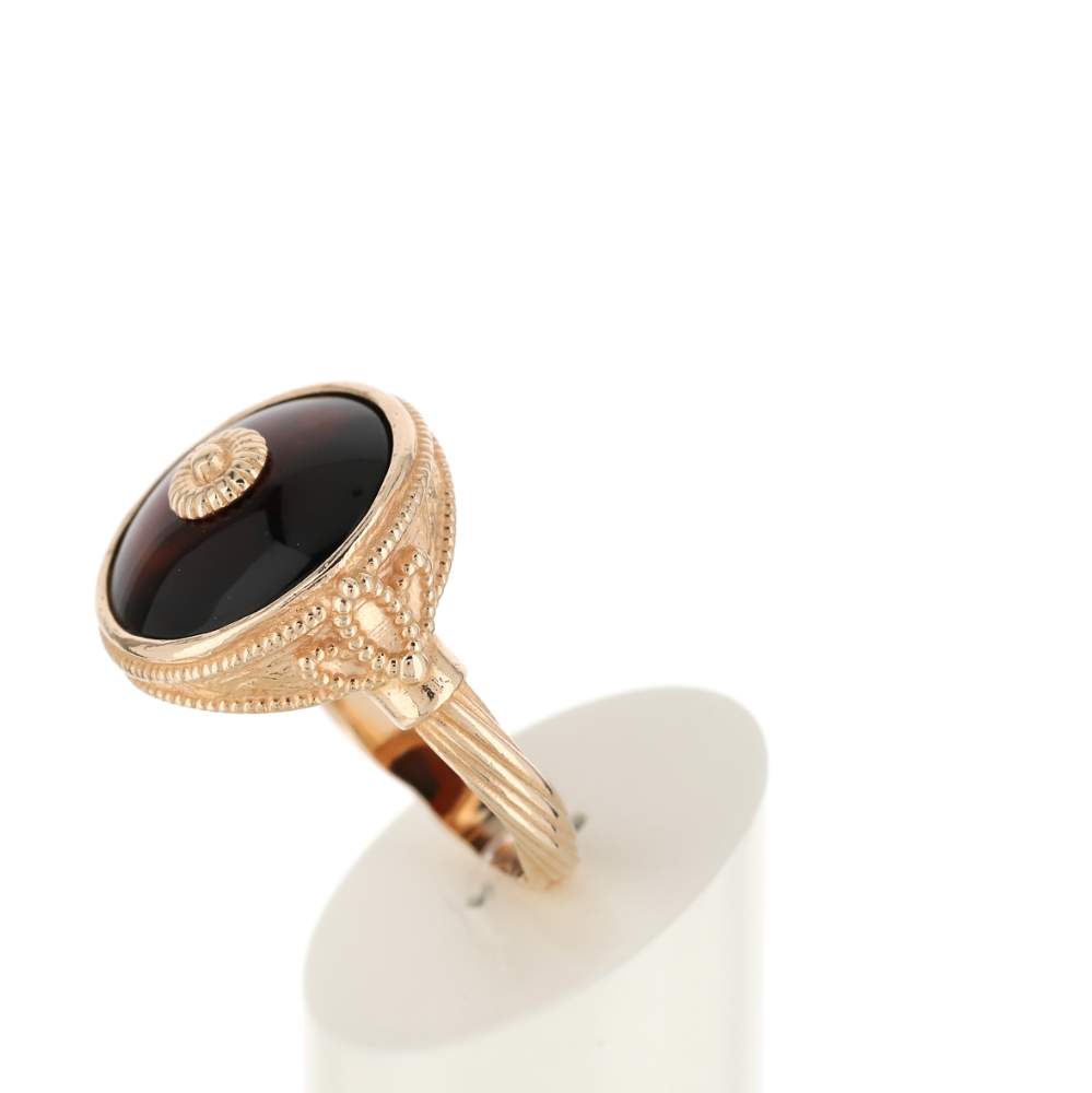 Bague argent 925 rosé ronde ambre - vue 5
