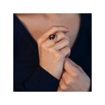 Bague argent 925 rosé ronde ambre - vue porté 1