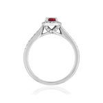 Bague or blanc 750 rubis diamants - vue 2