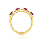 Bague or jaune 750 rubis diamants - vue 2
