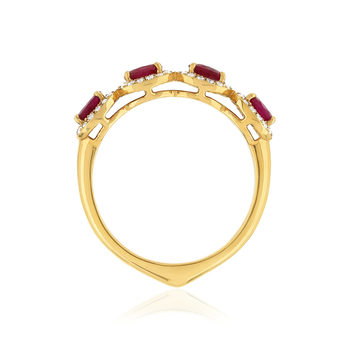 Bague or jaune 750 rubis diamants