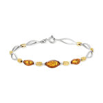 Bracelet argent 925 2 tons ambre 17,5 cm - vue 1