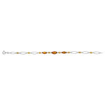 Bracelet argent 925 2 tons ambre 17,5 cm - vue 2