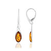 Boucles d'oreilles argent 925 pendants ambre taille poire - vue V1