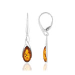 925 sterling silver earrings with pear-shaped amber pendants - view 1