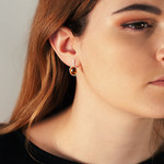 Boucles d'oreilles argent 925 ovales ambre - vue porté 1