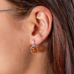 Boucles d'oreilles argent 925 ovales ambre - vue porté 2