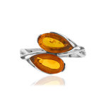 Bague argent 925 ambre taille poire - vue 3