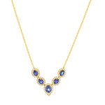 Collier or jaune 750 saphirs diamants 42 cm - vue 1