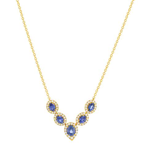Collier or jaune 750 saphirs diamants 42 cm
