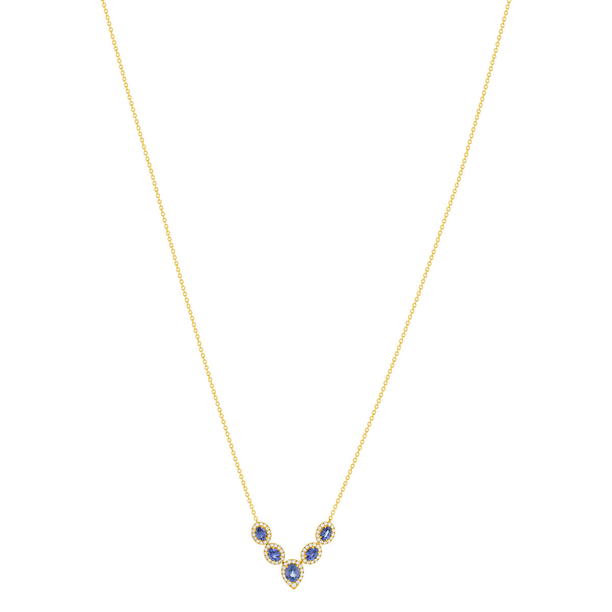 Collier or jaune 750 saphirs diamants 42 cm - vue 2