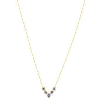Collier or jaune 750 saphirs diamants 42 cm
