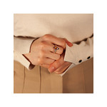 Bague argent 925 3 anneaux 3 tons ambre taille marquise - vue porté 1