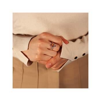 Bague argent 925 3 anneaux 3 tons ambre taille marquise