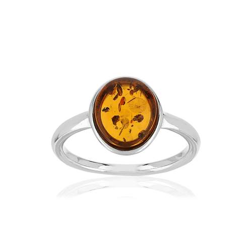 Bague argent 925 ambre ovale