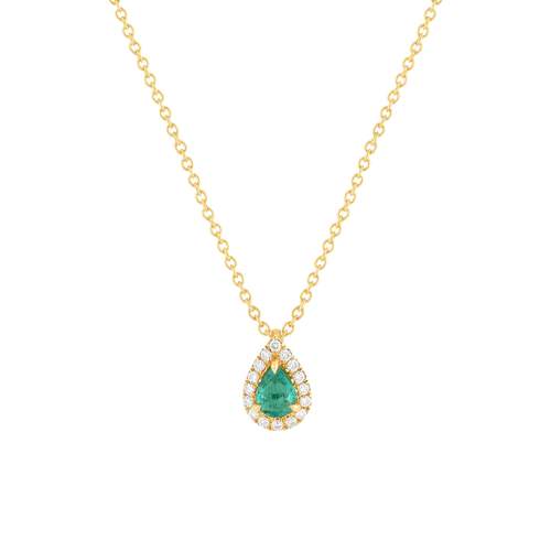 Collier or jaune 750 émeraude diamants 43 cm