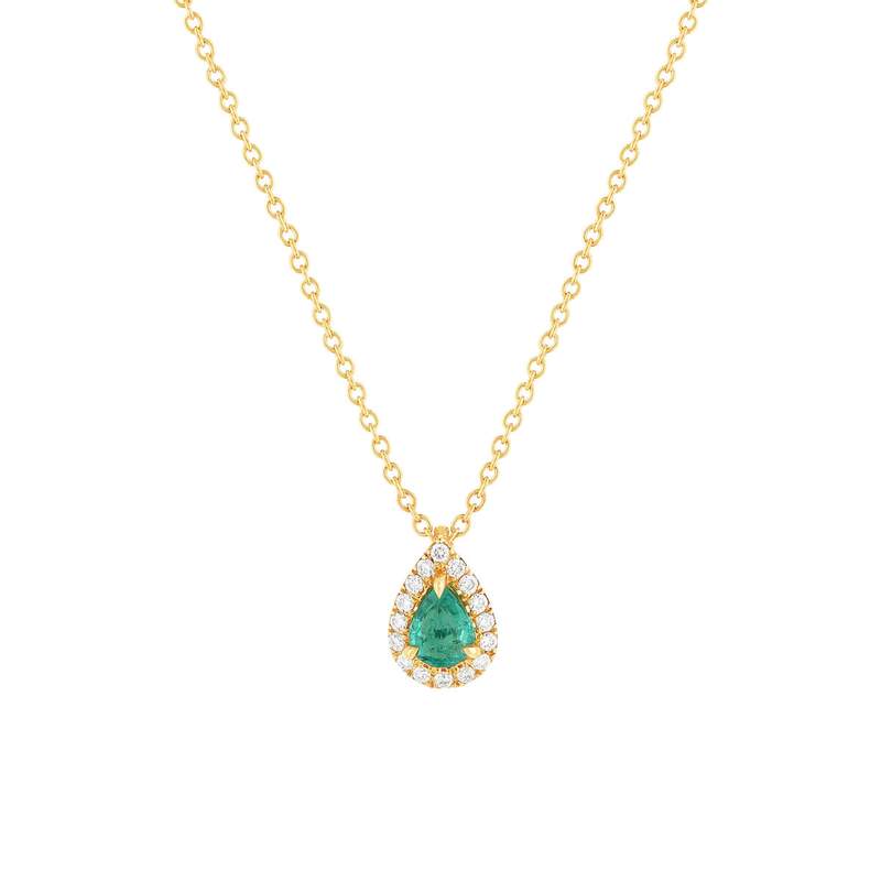 Collier or jaune 750 émeraude diamants 43 cm - vue 1