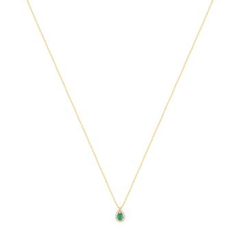 750 geelgouden ketting met smaragd en diamanten, 43 cm
