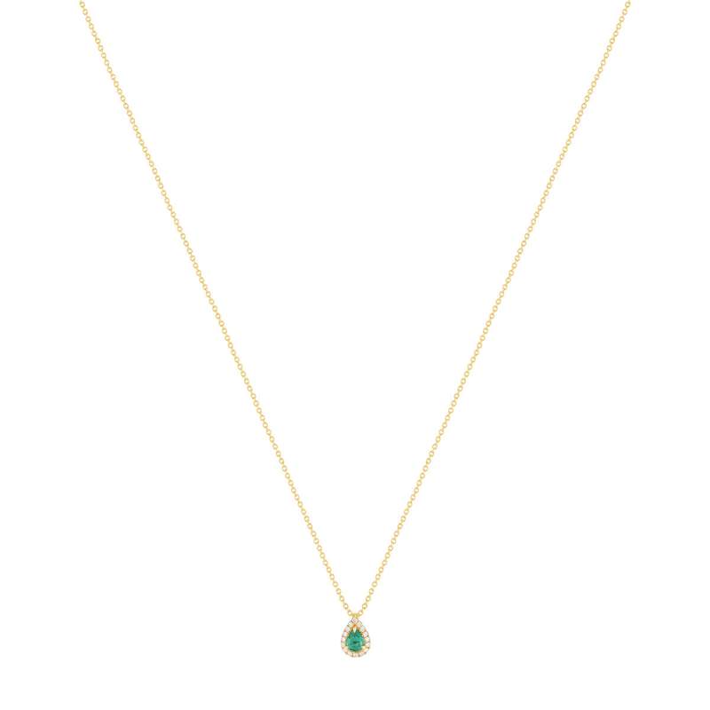 Collier or jaune 750 émeraude diamants 43 cm - vue 2