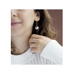 Boucles d'oreilles acier dormeuses boules - vue porté 2