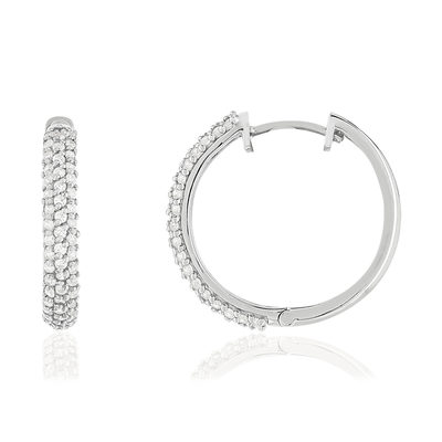Créoles argent 925 zirconias 24 mm - vue 1