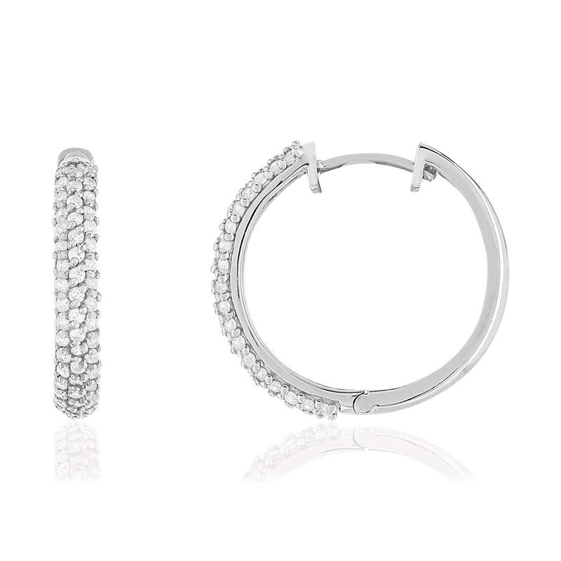 Créoles argent 925 zirconias 24 mm - vue 1