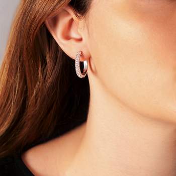 24 mm 925 silver hoop earrings with zirconia stones