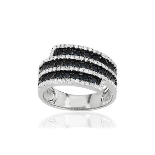 Bague argent 925 zirconias noirs et blancs