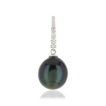 Pendentif or blanc 750 perle de culture de Tahiti et diamants