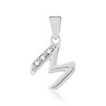 Pendentif or blanc 375 initiale diamants - vue 1