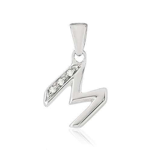 Pendentif or blanc 375 initiale diamants