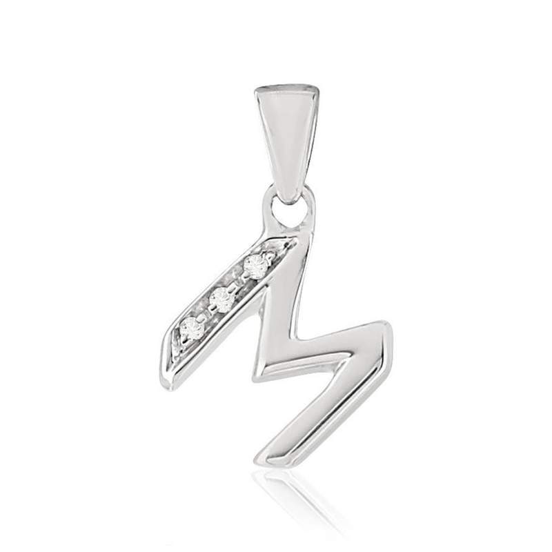 Pendentif or blanc 375 initiale diamants - vue 1