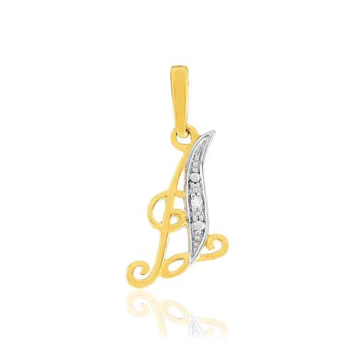 Pendentif or 375 2 tons diamant initiale