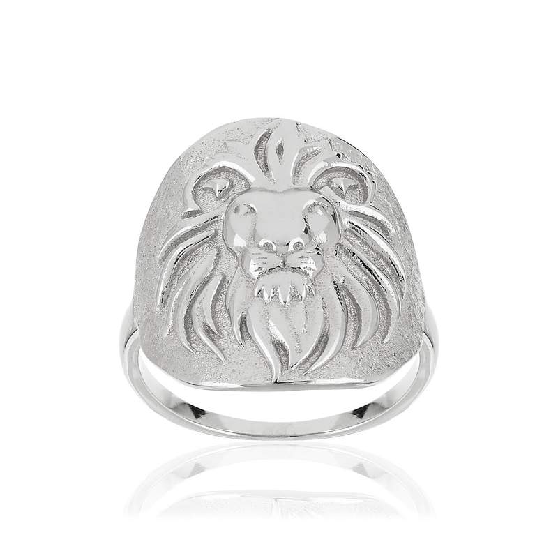 Bague argent 925 médaille tête de lion - vue 1