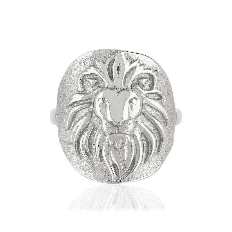 Bague argent 925 médaille tête de lion - vue 3